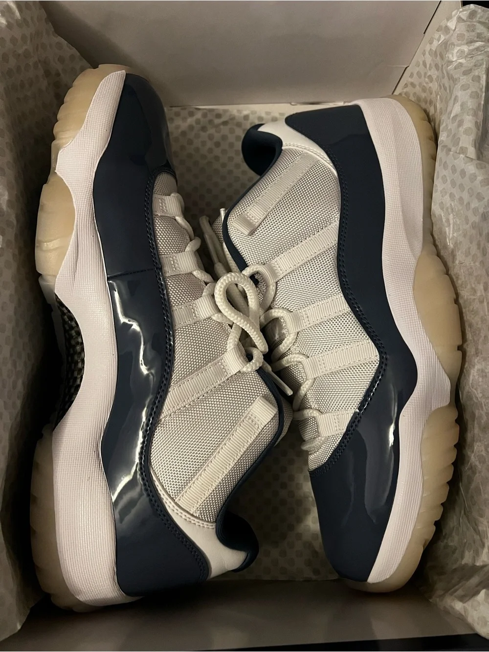 Jordan Retro 11 Low-Top Sneakers in White and Diffused Blue